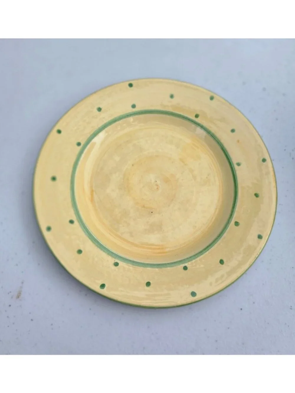 Handcrafted Polka Dot Suzanne Katkhuda Mad Hatter Yellow & Green Finish Redware